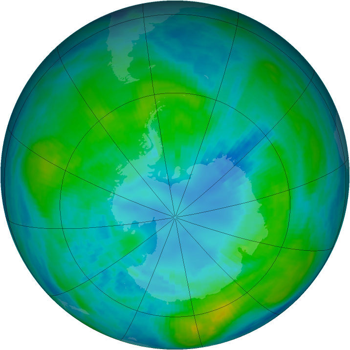 Antarctic ozone map for 11 April 1981